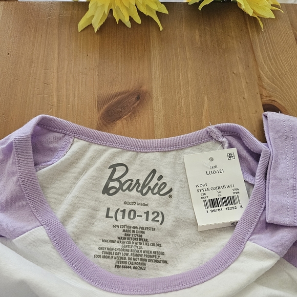 Girls' Barbie 'We Got This' Long Sleeve Raglan Graphic T-Shirt - Purple - Picture 6 of 7